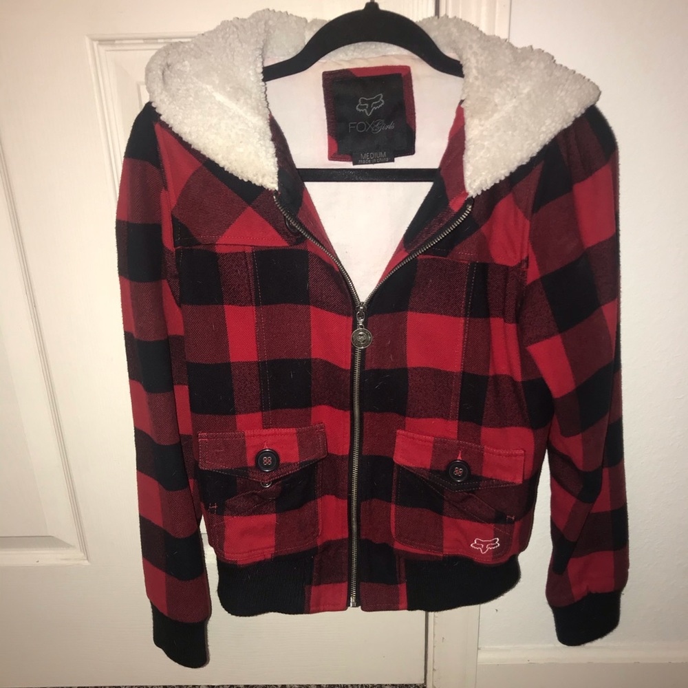 Red Black Plaid Jacket - Fox Racing